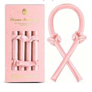 Heatless Satin Hair Curling Set - Pink